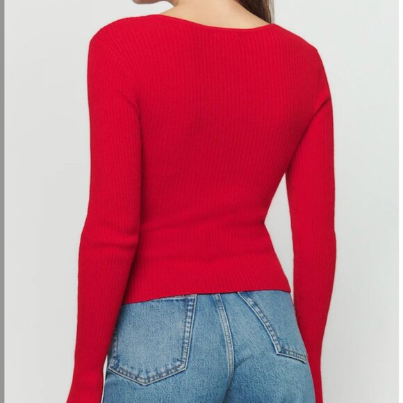 Reformation Red Glenna Cashmere Sweater (Small) - Picture 3 of 5